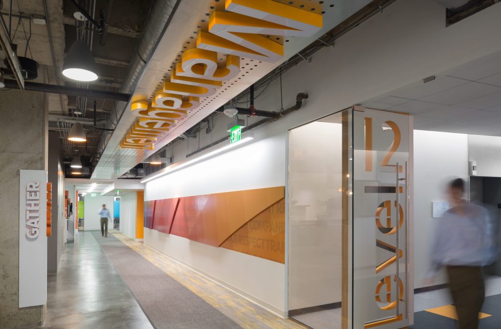 Photograph of signage in hallway