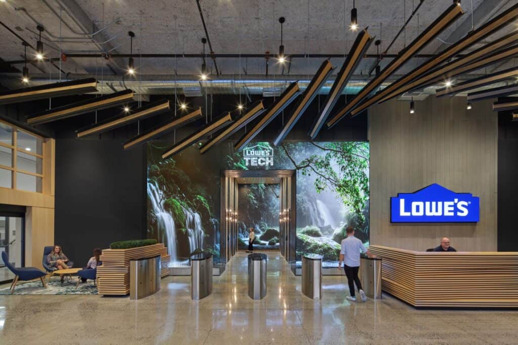 Interior entryway of Lowe's Global Tech Hub in Charlotte, NC